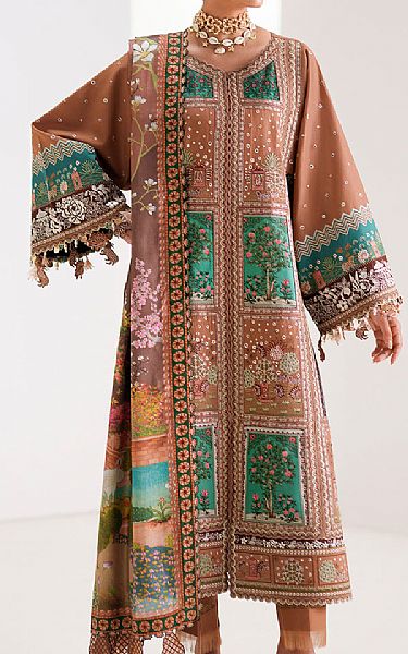 Bin Ilyas Brown Lawn Suit | Pakistani Lawn Dress in USA- Image 1