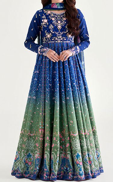 Bin Ilyas Blue/Green Lawn Suit | Pakistani Lawn Dress in USA- Image 1