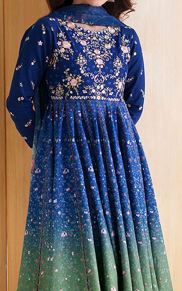 Bin Ilyas Blue/Green Lawn Suit | Pakistani Lawn Dress in USA- Image 2