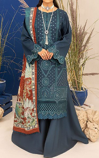 Bin Ilyas Navy Blue Dobbi Suit | Pakistani Winter Dresses- Image 1