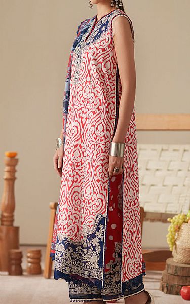 Bin Ilyas Red/Blue Lawn Suit | Pakistani Lawn Dress in USA- Image 2