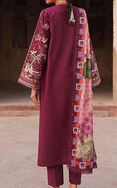 Bin Ilyas Wine Red Lawn Suit | Pakistani Lawn Dress in USA- Image 2