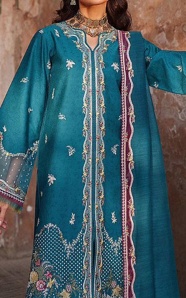 Bin Ilyas Denim Blue Lawn Suit | Pakistani Lawn Dress in USA- Image 2