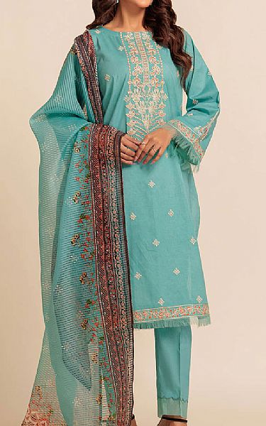 Bonanza Turquoise Cambric Suit | Pakistani Lawn Dress in USA- Image 1