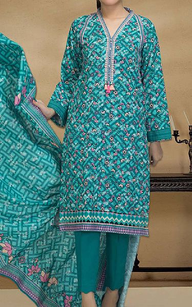 Light Turquoise/Teal Khaddar Suit | Pakistani Dresses in USA