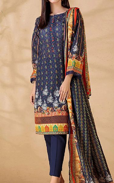 Bonanza Navy Blue Khaddar Suit | Pakistani Dresses in USA- Image 1