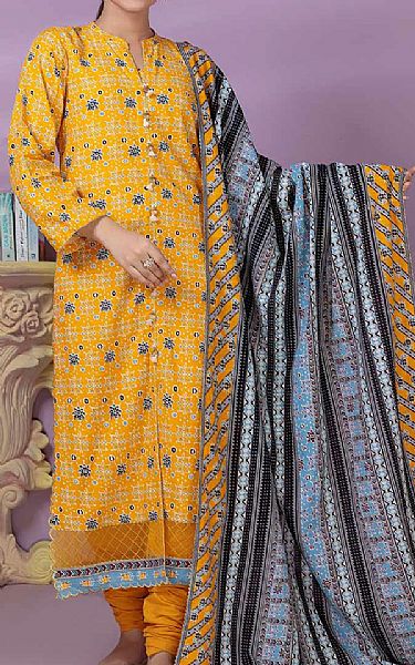 Bonanza Mustard Khaddar Suit | Pakistani Winter Dresses- Image 1