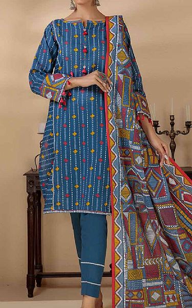 Bonanza Teal Blue Khaddar Suit | Pakistani Dresses in USA- Image 1