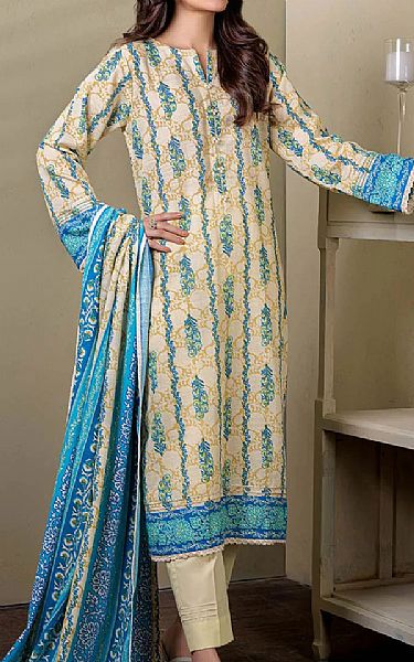 Bonanza Off-white Khaddar Suit | Pakistani Winter Dresses- Image 1
