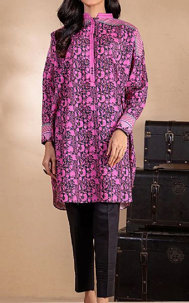 Bonanza Hot Pink/Black Khaddar Suit (2 Pcs) | Pakistani Dresses in USA- Image 1