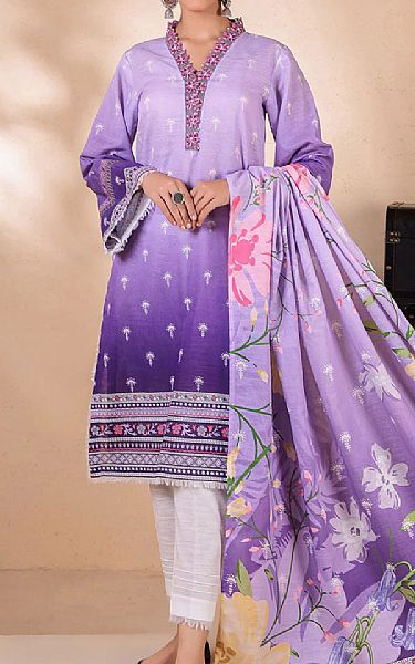 Bonanza Lilac/Indigo Khaddar Suit | Pakistani Winter Dresses- Image 1