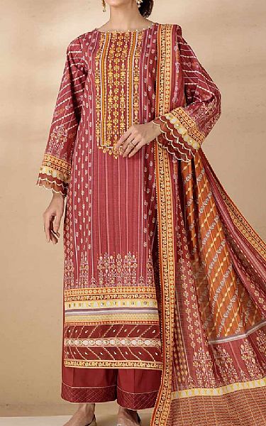 Bonanza Pastel Red Khaddar Suit | Pakistani Dresses in USA- Image 1