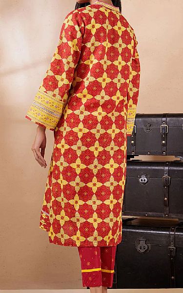 Bonanza Red/Yellow Khaddar Suit (2 Pcs) | Pakistani Winter Dresses- Image 2