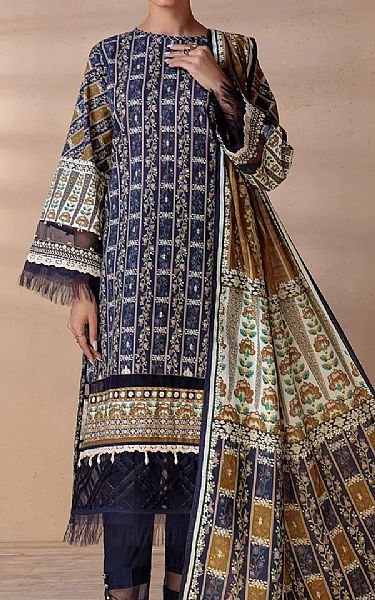 Bonanza Navy Blue Khaddar Suit | Pakistani Winter Dresses- Image 1