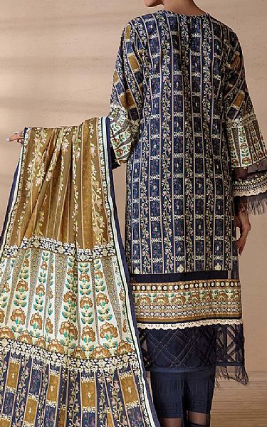 Bonanza Navy Blue Khaddar Suit | Pakistani Winter Dresses- Image 2