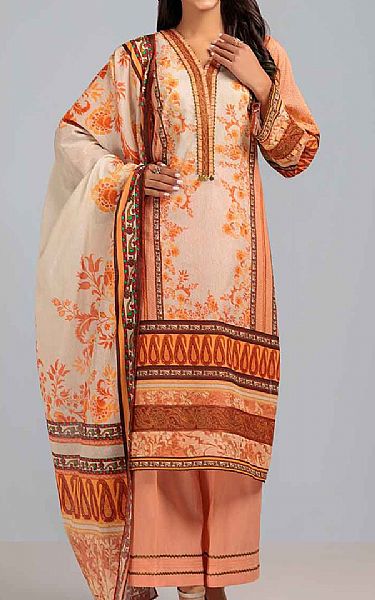 Bonanza Orange Salmon Lawn Suit | Pakistani Lawn Suits- Image 1