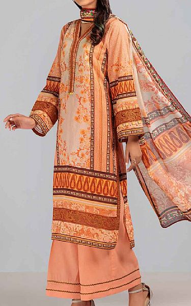 Bonanza Orange Salmon Lawn Suit | Pakistani Lawn Suits- Image 2