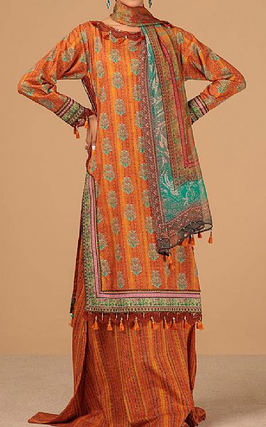 Bonanza Safety Orange Lawn Suit | Pakistani Lawn Suits- Image 1