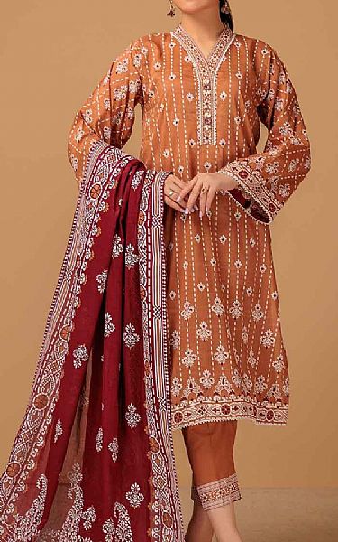 Bonanza Brown Cambric Suit | Pakistani Lawn Suits- Image 1