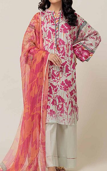 Bonanza Dark Pink/Grey Lawn Suit | Pakistani Lawn Suits- Image 1
