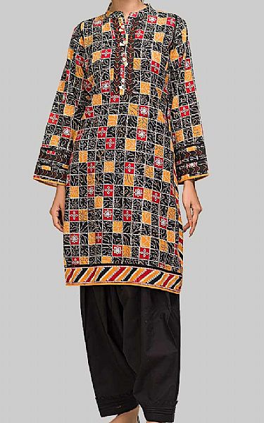 Bonanza Black/Mustard Khaddar Suit (2 Pcs) | Pakistani Dresses in USA- Image 1
