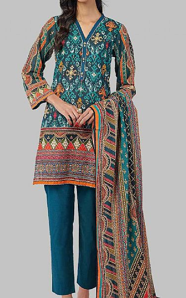 Bonanza Teal Khaddar Suit | Pakistani Dresses in USA- Image 1