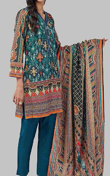 Bonanza Teal Khaddar Suit | Pakistani Dresses in USA- Image 2