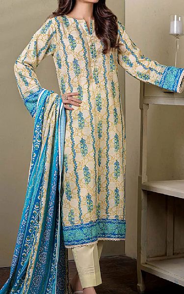 Bonanza Cream Khaddar Suit | Pakistani Winter Dresses- Image 1