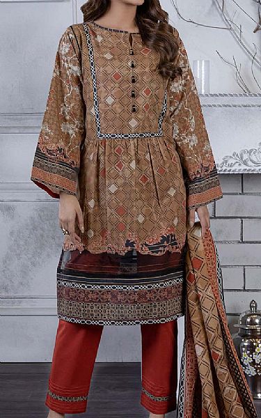 Bonanza Camel Brown Khaddar Suit | Pakistani Dresses in USA- Image 1