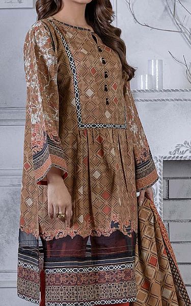 Bonanza Camel Brown Khaddar Suit | Pakistani Dresses in USA- Image 2