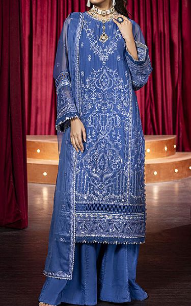 Bonanza Blue Chiffon Suit | Pakistani Embroidered Chiffon Dresses USA- Image 1