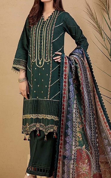 Bonanza Bottle Green Khaddar Suit | Pakistani Winter Dresses- Image 1