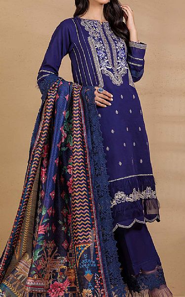 Bonanza Royal Blue Khaddar Suit | Pakistani Winter Dresses- Image 1