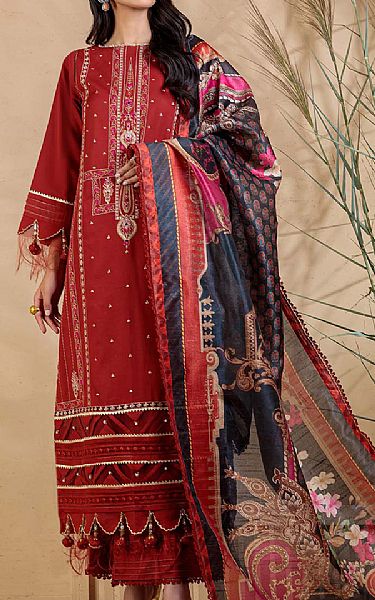 Bonanza Scarlet Khaddar Suit | Pakistani Winter Dresses- Image 1