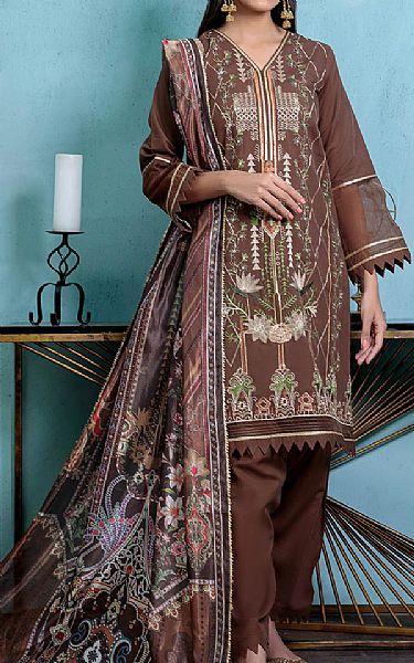 Bonanza Cocoa Brown Khaddar Suit | Pakistani Winter Dresses- Image 1