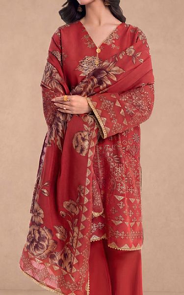 Bonanza Dull Red Jacquard Suit | Pakistani Lawn Dress in USA- Image 2