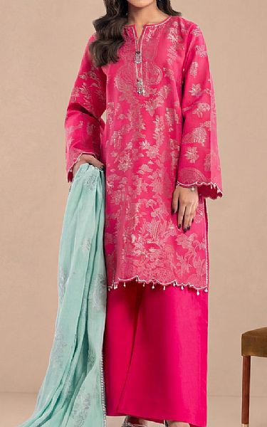 Bonanza Cerise Pink Jacquard Suit | Pakistani Lawn Dress in USA- Image 1