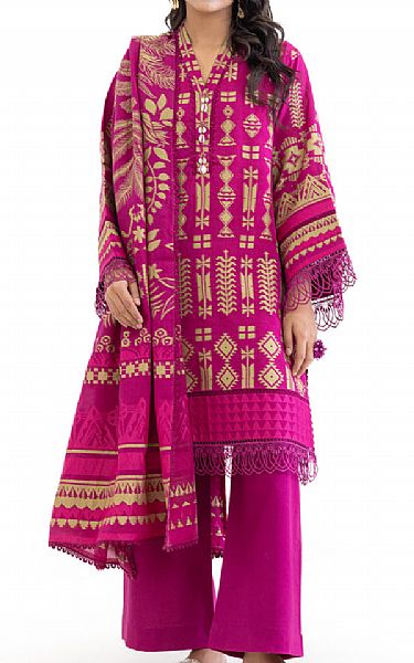 Bonanza Hot Pink Jacquard Suit | Pakistani Lawn Dress in USA- Image 1