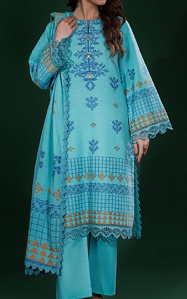 Bonanza Fountain Blue Jacquard Suit | Pakistani Lawn Dress in USA- Image 1