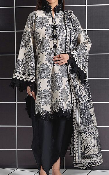 Bonanza Black/Off White Lawn Suit | Pakistani Lawn Dress in USA- Image 1
