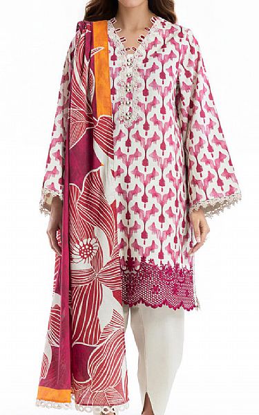 Bonanza Off White/Cadillac Pink Lawn Suit | Pakistani Lawn Dress in USA- Image 1