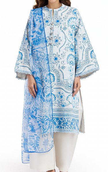 Bonanza Off White/Blue Lawn Suit | Pakistani Lawn Dress in USA- Image 1