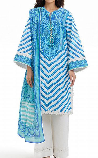 Bonanza Off White/Blue Lawn Suit | Pakistani Lawn Dress in USA- Image 1