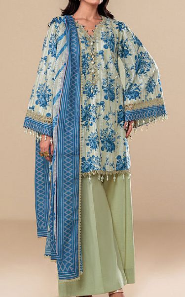 Bonanza Ivory/Blue Lawn Suit | Pakistani Lawn Dress in USA- Image 1