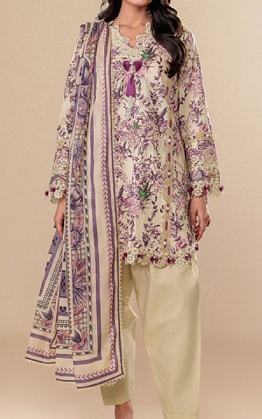 Bonanza Ivory/Light Plum Lawn Suit (2 pcs) | Pakistani Lawn Dress in USA- Image 1