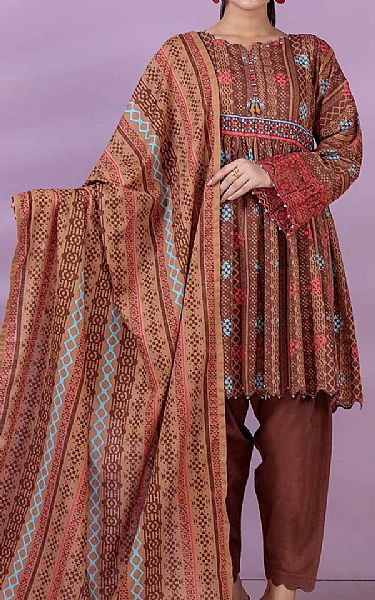 Bonanza Brown Khaddar Suit | Pakistani Winter Dresses- Image 1