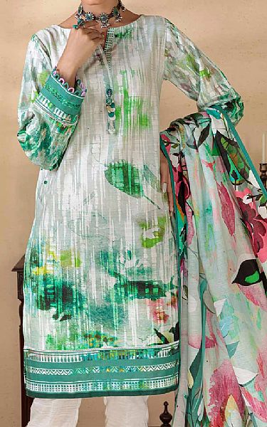 Bonanza Off-white/Green Khaddar Suit | Pakistani Dresses in USA- Image 2