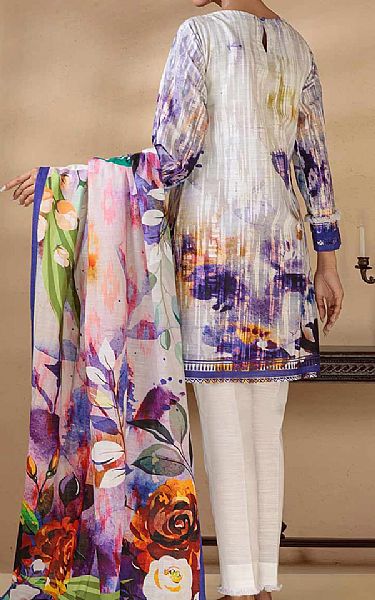 Bonanza Off-white/Indigo Khaddar Suit | Pakistani Dresses in USA- Image 2