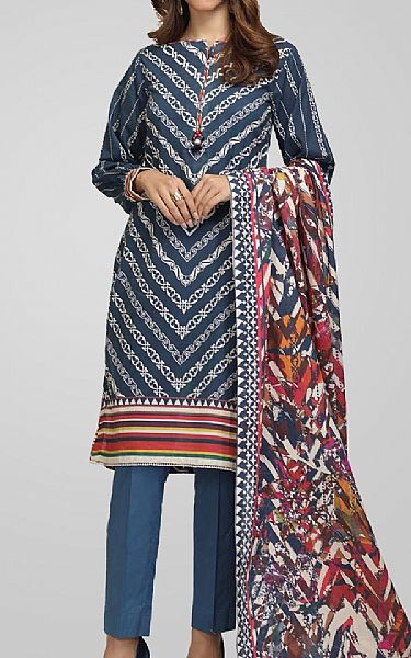 Bonanza Denim Blue Khaddar Suit (2 Pcs) | Pakistani Dresses in USA- Image 1