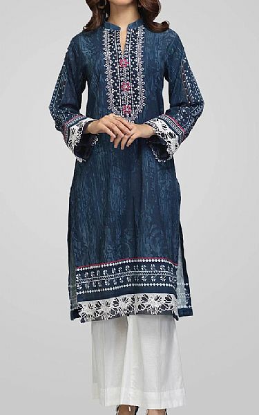 Bonanza Navy Blue Cotton Suit (2 Pcs) | Pakistani Dresses in USA- Image 1